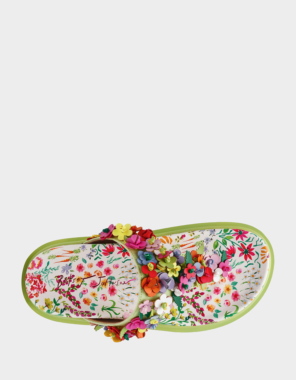 Betsey Johnson Hot Sale - KAMMERON NATURAL FLORAL MULTI Women's Slip-On Footbed Floral Sandal