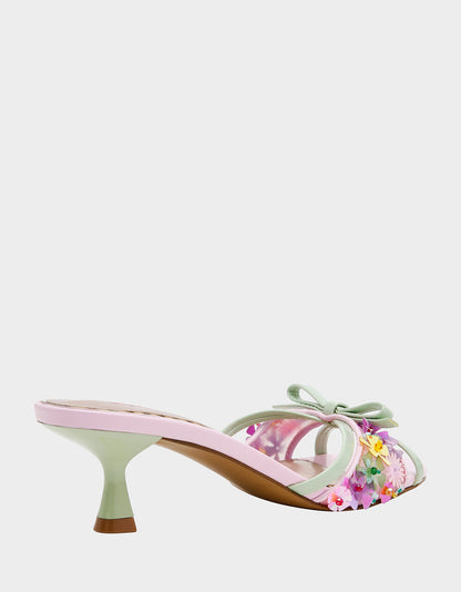 Betsey Johnson Classic - SHIRLEY Pink Multi Women's Kitten Heel Mule Heel