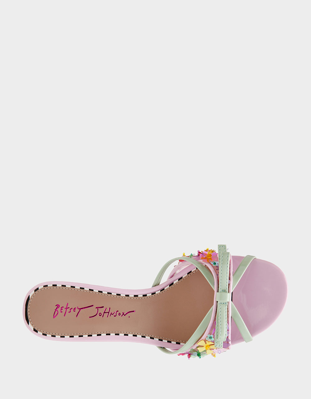 Betsey Johnson Classic - SHIRLEY Pink Multi Women's Kitten Heel Mule Heel