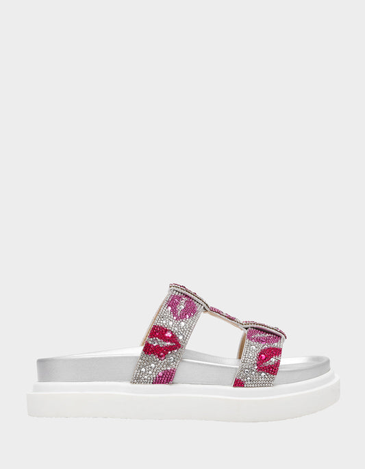 Betsey Johnson Everyday - BILLY MULTI LIPS Women's Footbed Slip-On Lip Print Sandal