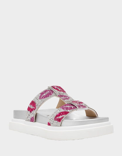 Betsey Johnson Everyday - BILLY MULTI LIPS Women's Footbed Slip-On Lip Print Sandal