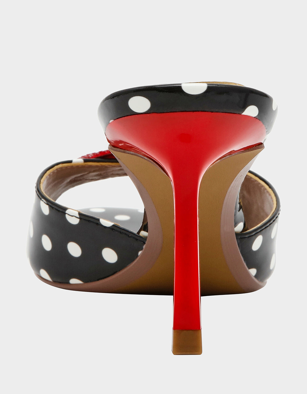 Betsey Johnson Value - CASIDY WHITE BLACK POLKA DOT Women's Polka Dot Mule Heels with Rhinestone Lip