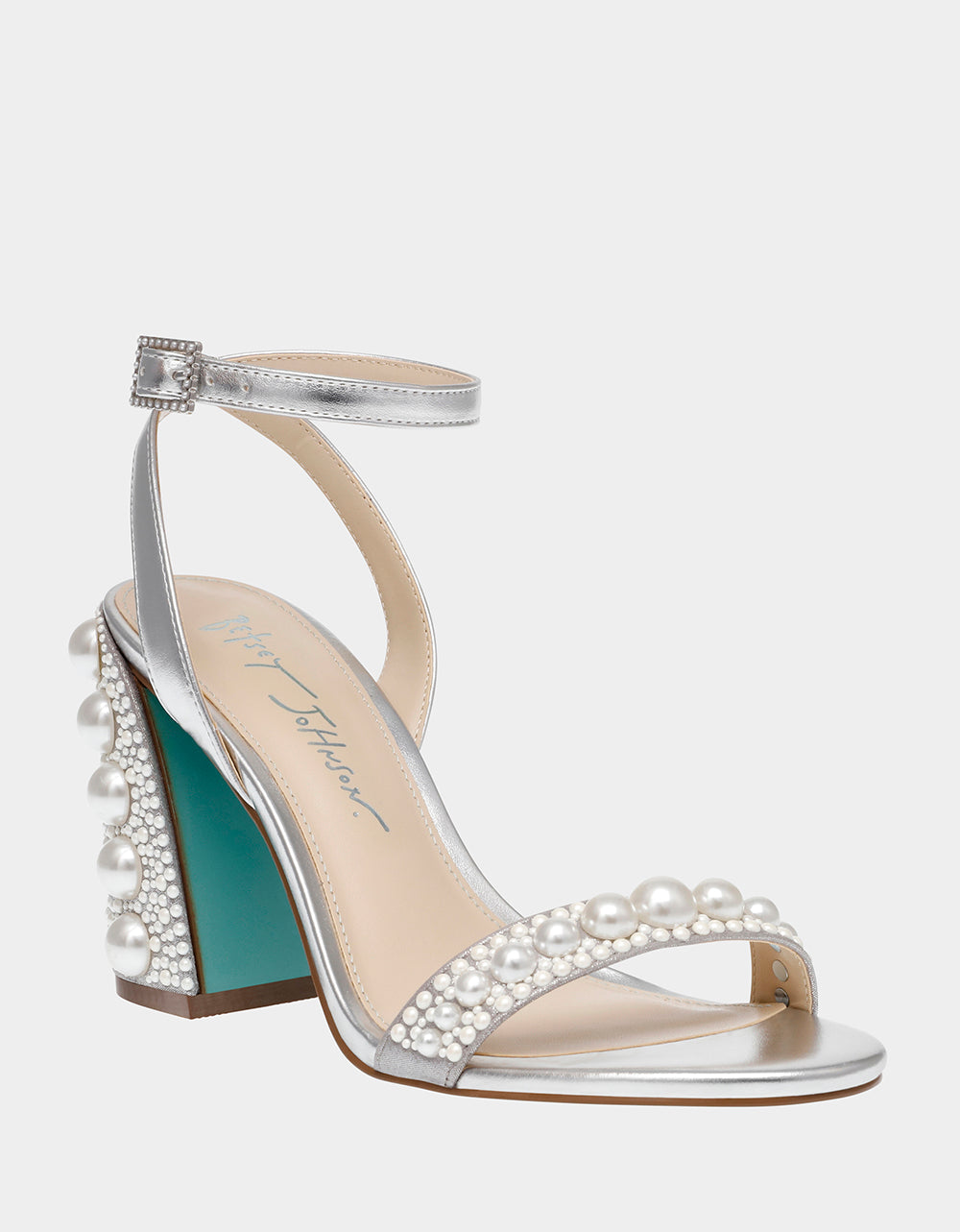 Betsey Johnson Discount - LEXI SILVER PEARL Block Heels
