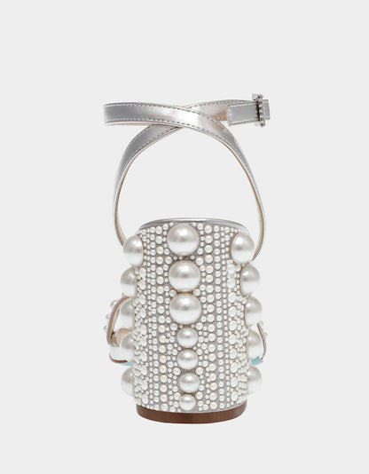 Betsey Johnson Discount - LEXI SILVER PEARL Block Heels