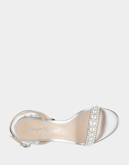 Betsey Johnson Discount - LEXI SILVER PEARL Block Heels