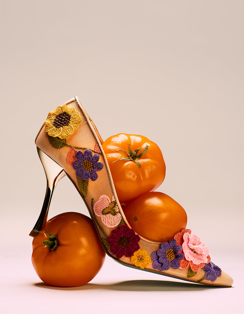Betsey Johnson Exclusive - AIMEY NUDE FLORAL Pointed-Toe Stiletto Pump Heel