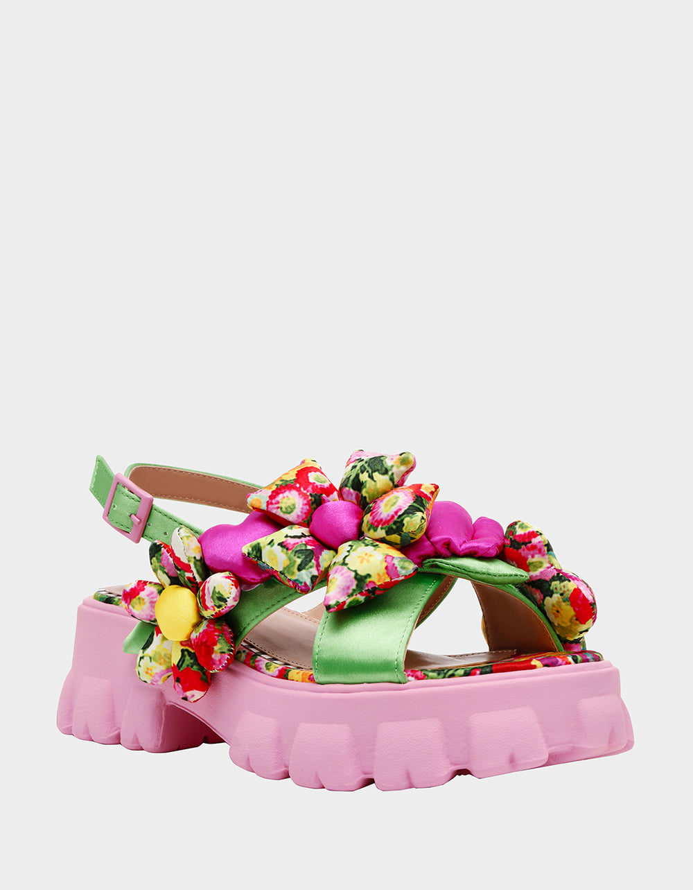 Betsey Johnson Best Seller - JEROMY GREEN FLORAL MULTI Women's Pink Green Lug Floral Sandal