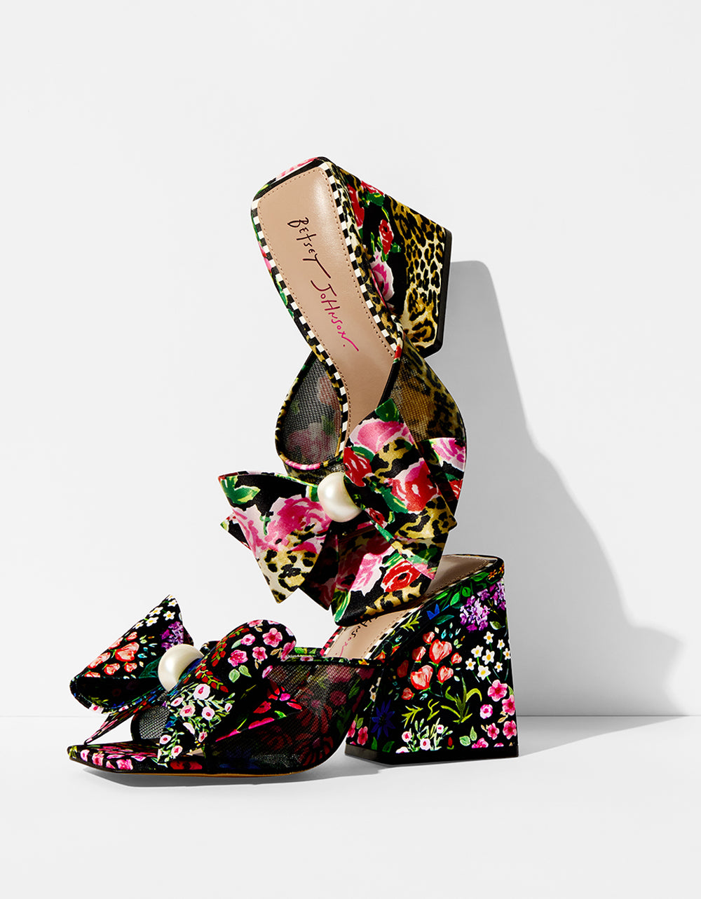 Betsey Johnson Essential - JORDN LEOPARD FLORAL Square-Toe Mule Block Heel