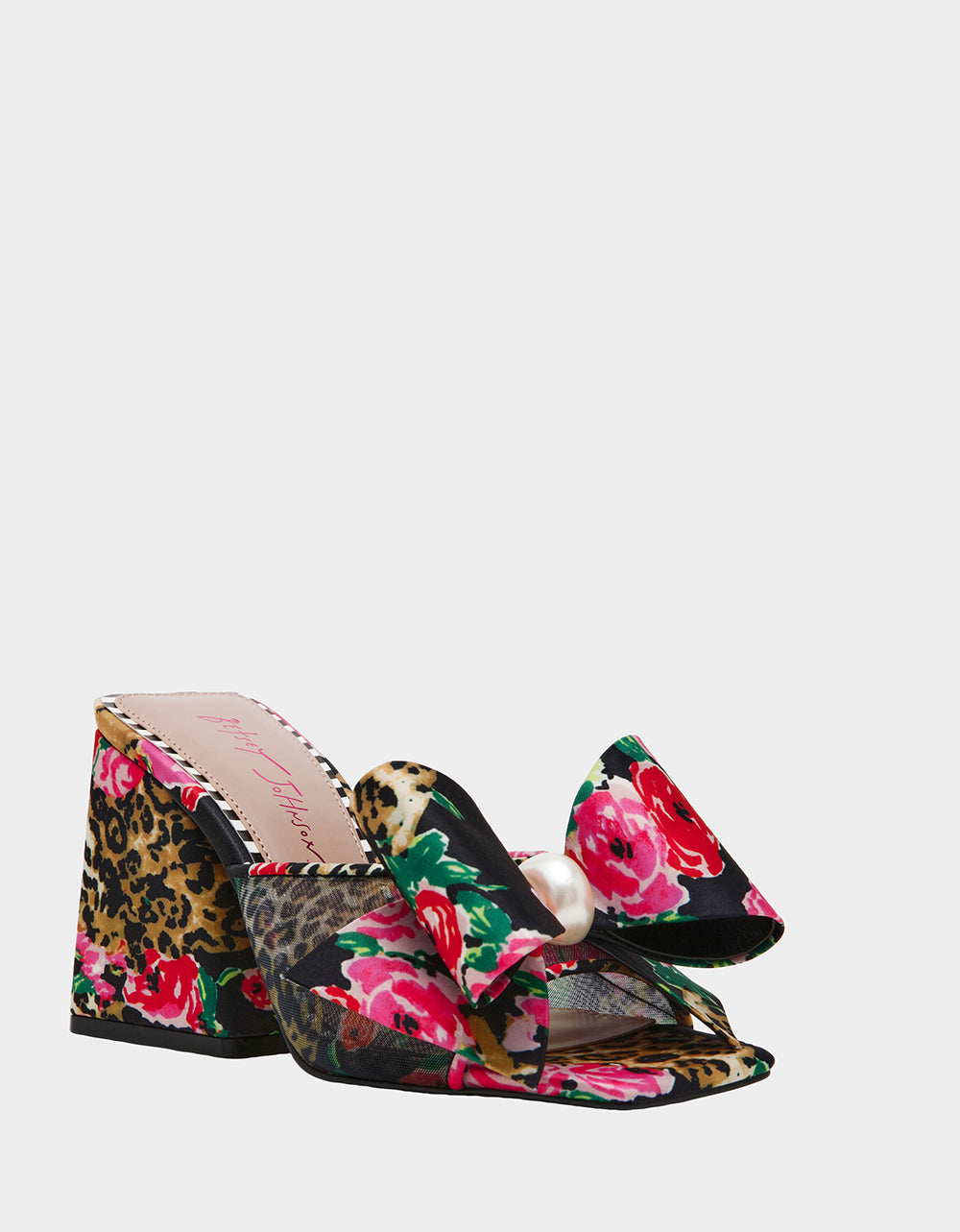 Betsey Johnson Essential - JORDN LEOPARD FLORAL Square-Toe Mule Block Heel