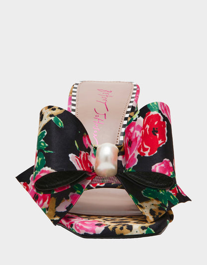 Betsey Johnson Essential - JORDN LEOPARD FLORAL Square-Toe Mule Block Heel