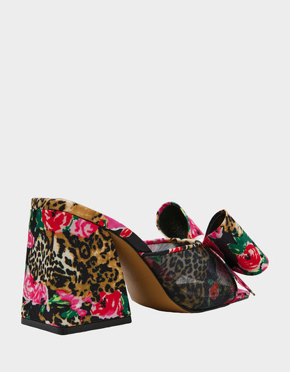 Betsey Johnson Essential - JORDN LEOPARD FLORAL Square-Toe Mule Block Heel