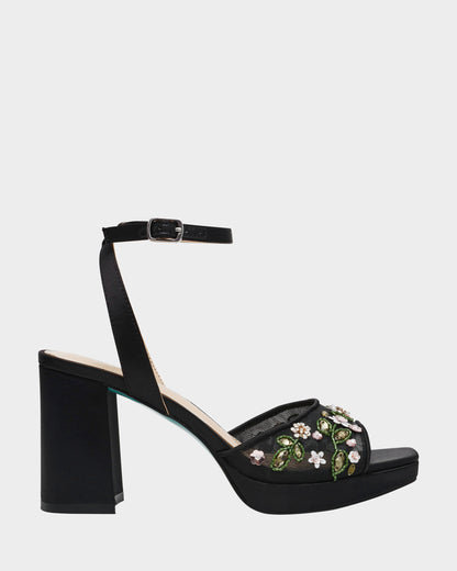 Betsey Johnson Everyday - KIRRA BLACK Platform Strappy Square-Toe Block Heel
