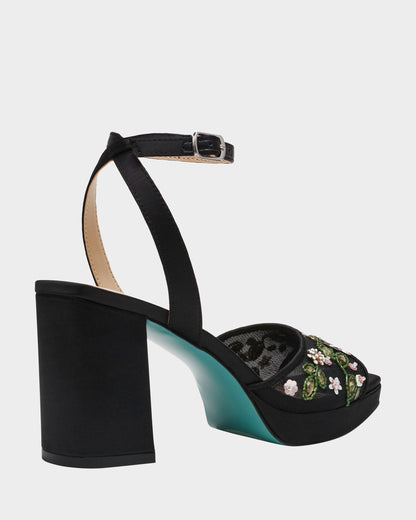 Betsey Johnson Everyday - KIRRA BLACK Platform Strappy Square-Toe Block Heel