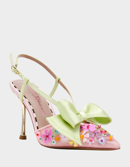 Betsey Johnson Best Seller - MELISA PINK MULTI Women's Floral Bow Stiletto Heel