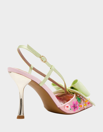 Betsey Johnson Best Seller - MELISA PINK MULTI Women's Floral Bow Stiletto Heel