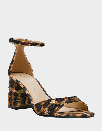 Betsey Johnson Popular - KAMI LEOPARD Block Heel Open Toe Women's Heel