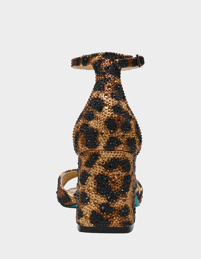 Betsey Johnson Popular - KAMI LEOPARD Block Heel Open Toe Women's Heel