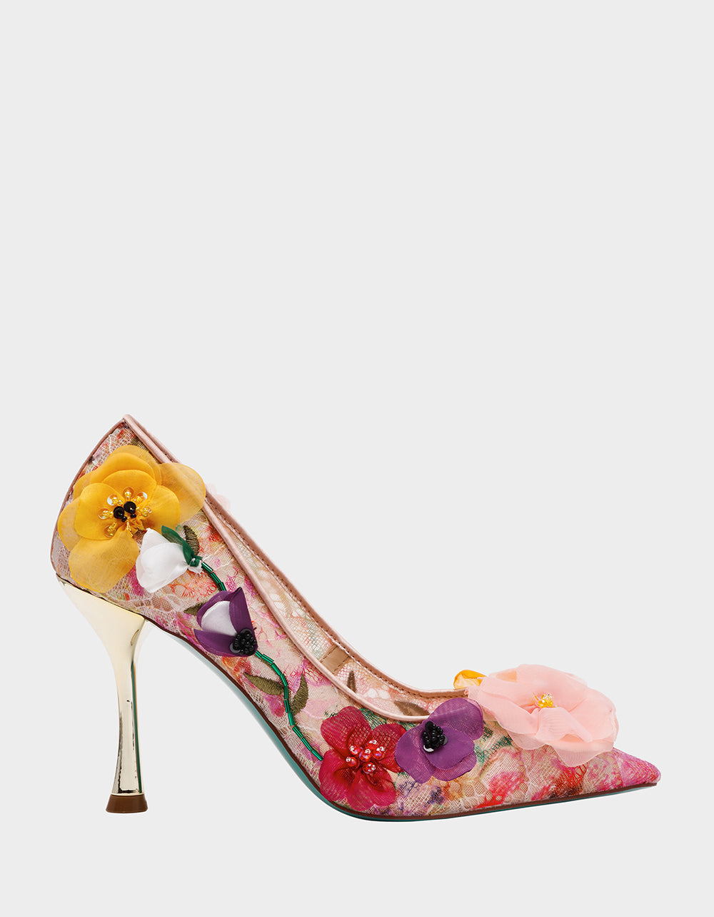 Betsey Johnson Hot Sale - DARCY NUDE MULTI Women's High Stiletto Heel Floral Embellishments