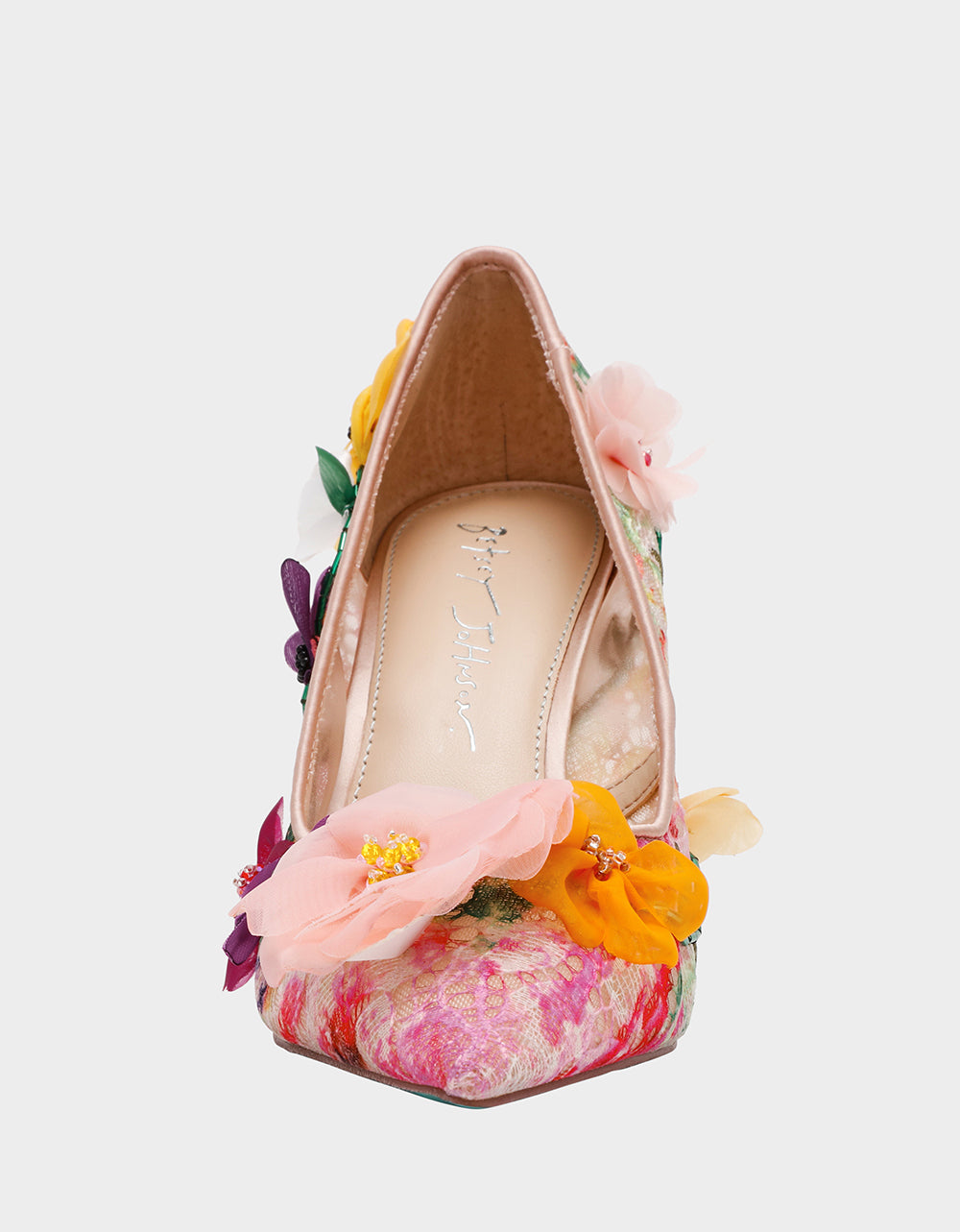 Betsey Johnson Hot Sale - DARCY NUDE MULTI Women's High Stiletto Heel Floral Embellishments