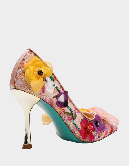 Betsey Johnson Hot Sale - DARCY NUDE MULTI Women's High Stiletto Heel Floral Embellishments