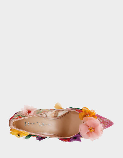 Betsey Johnson Hot Sale - DARCY NUDE MULTI Women's High Stiletto Heel Floral Embellishments
