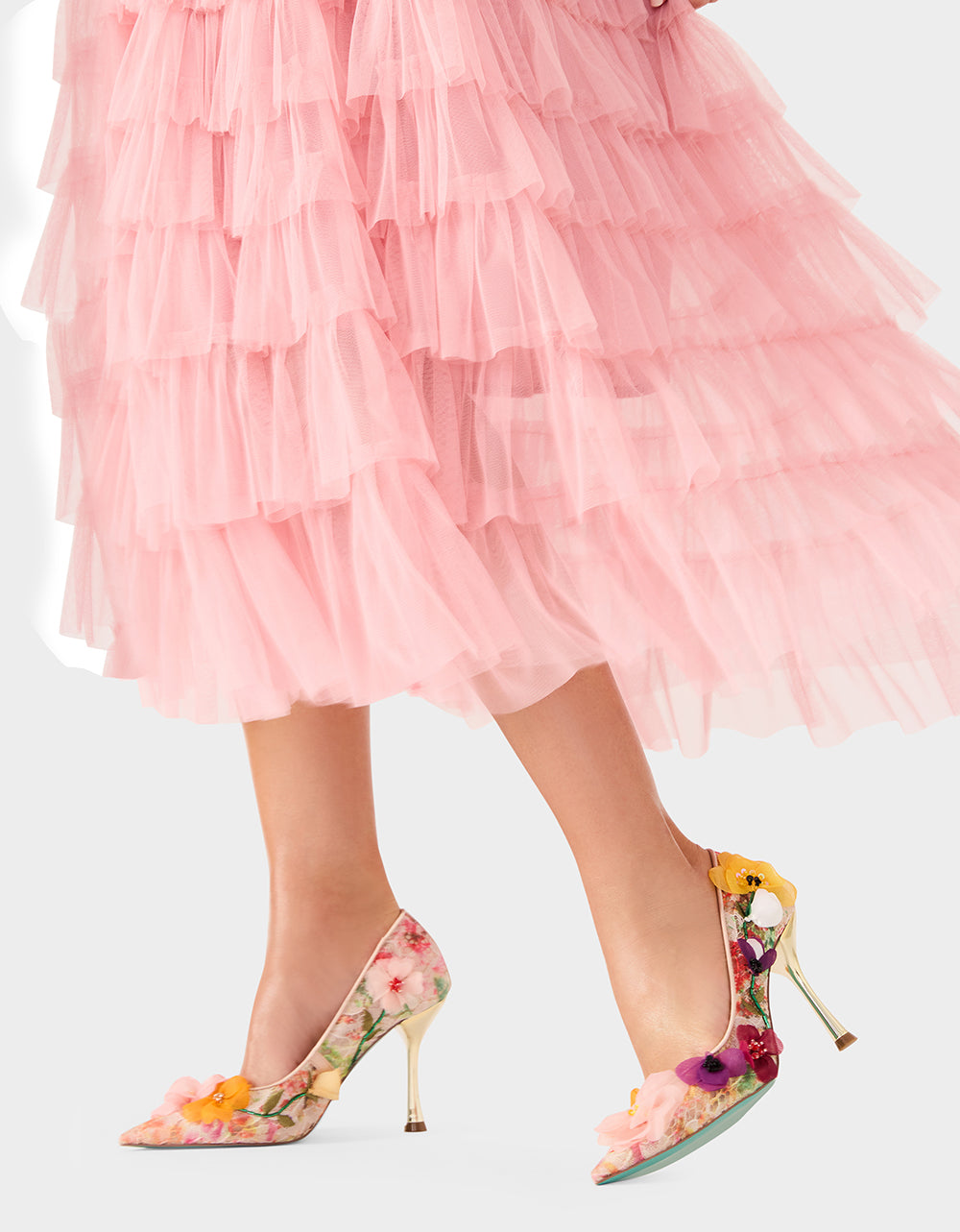 Betsey Johnson Hot Sale - DARCY NUDE MULTI Women's High Stiletto Heel Floral Embellishments