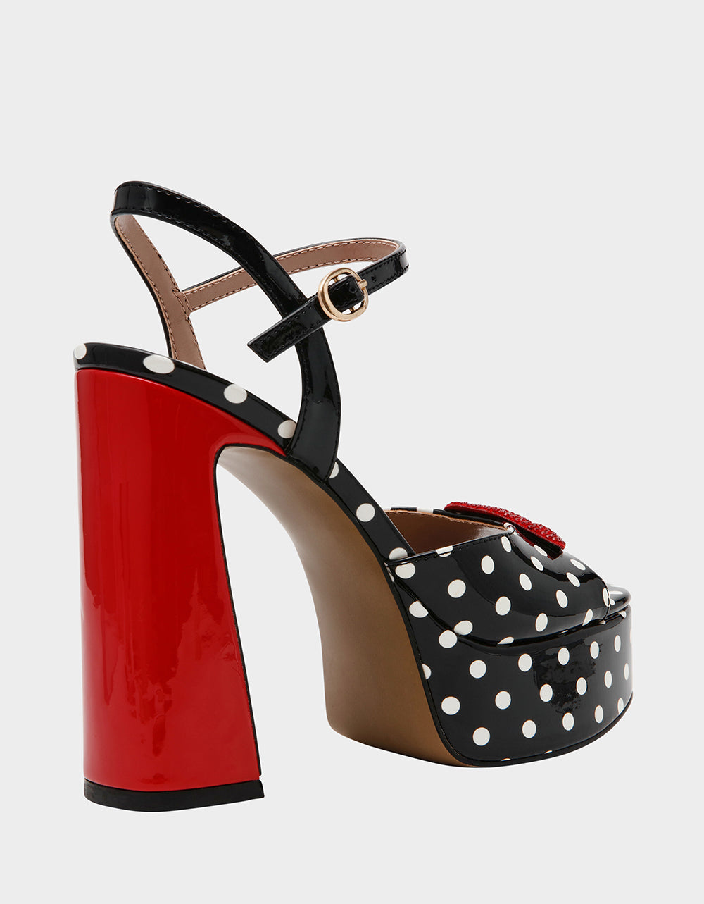 Betsey Johnson Smart Buy - ALLYSON WHITE BLACK POLKA DOT Women's Platform Sandal Heels
