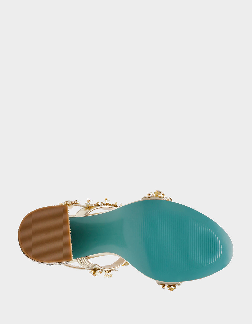 Betsey Johnson Trending - DRUE LIGHT GOLD Strappy Open-Toe Rhinestone Embellished Flower Women's Heel