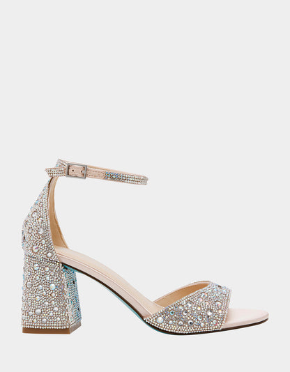 Betsey Johnson Special Offer - KAMI RHINESTONE Block Heel Open Toe Women's Heel
