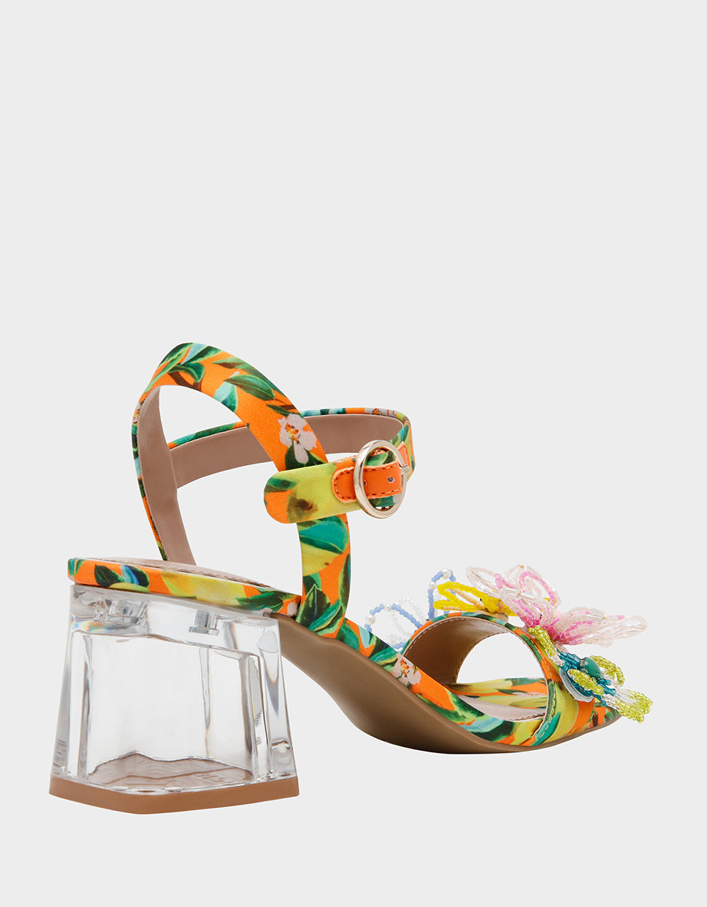 Betsey Johnson Latest - CINTHIA YELLOW MULTI Strappy Block Heel