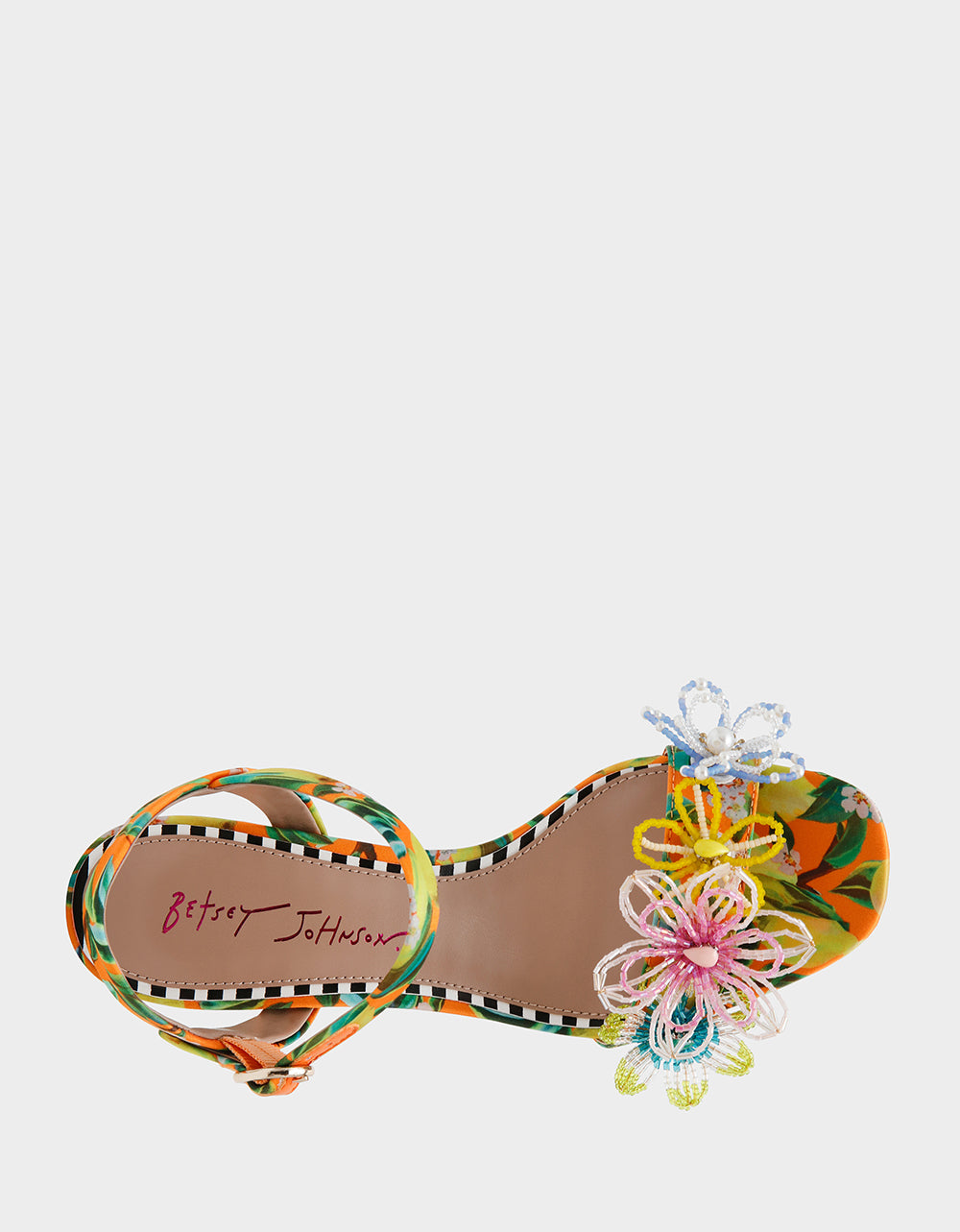Betsey Johnson Latest - CINTHIA YELLOW MULTI Strappy Block Heel