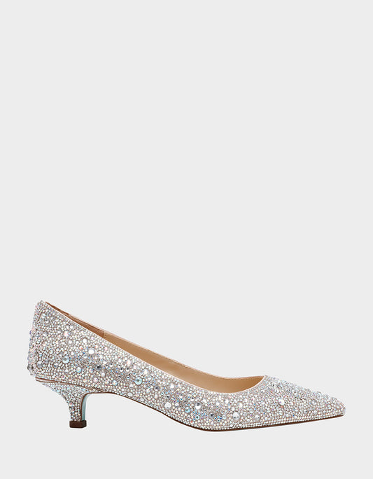 Betsey Johnson Value - SCOUT RHINESTONE Bridal Kitten Heel