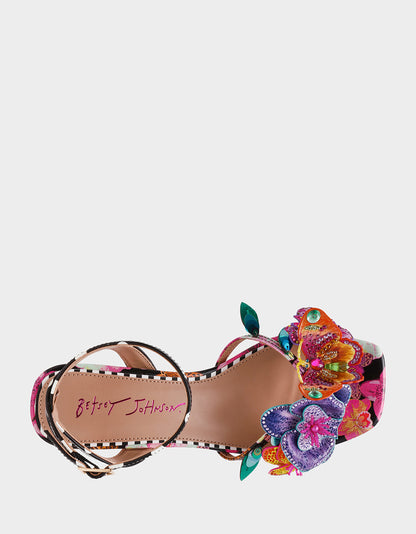Betsey Johnson Best Price - MARANDA BLACK MULTI Women's Block Floral Low Heel