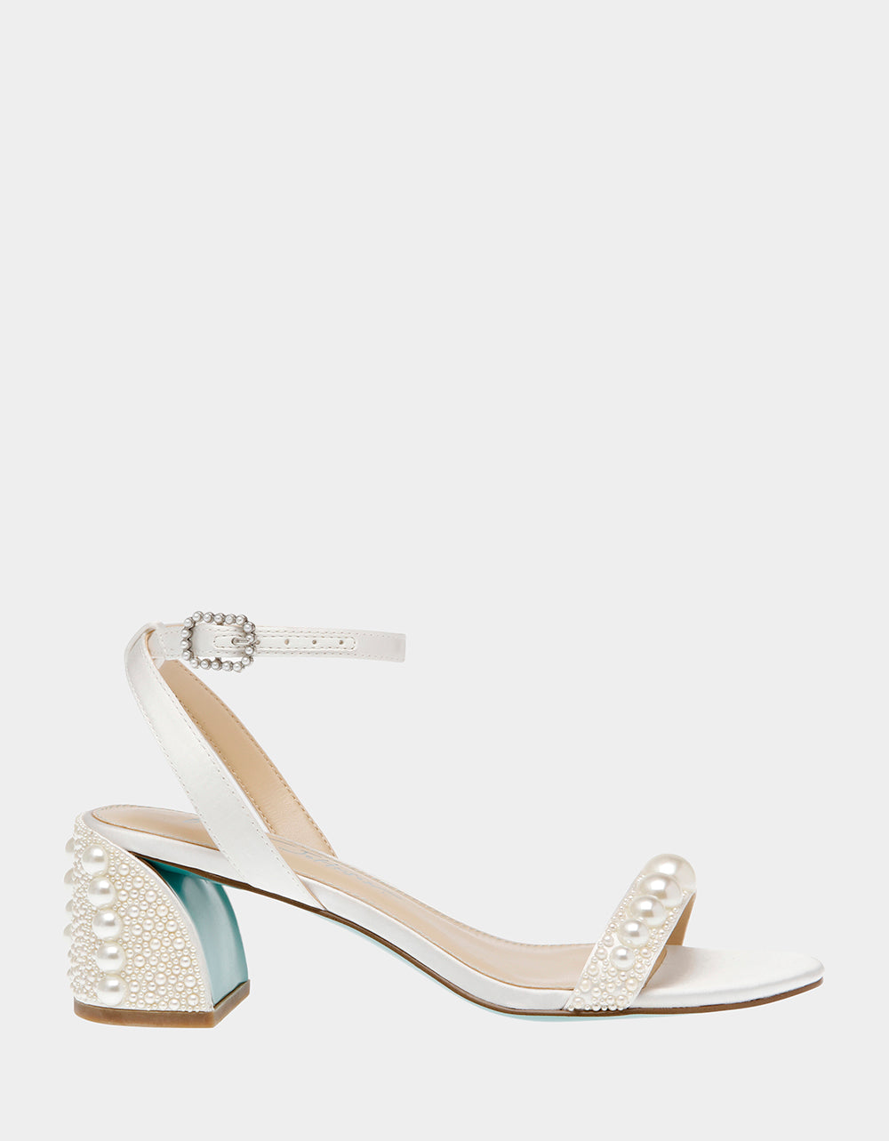Betsey Johnson Smart Buy - TINA IVORY Pearl Block Heel Sandal