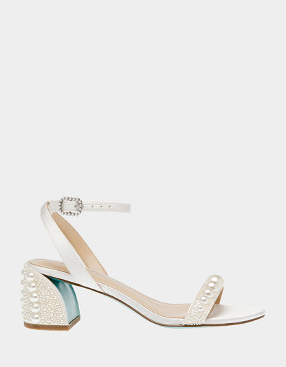 Betsey Johnson Smart Buy - TINA IVORY Pearl Block Heel Sandal