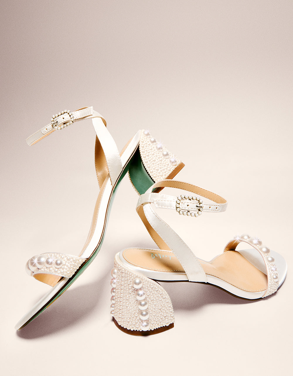 Betsey Johnson Smart Buy - TINA IVORY Pearl Block Heel Sandal