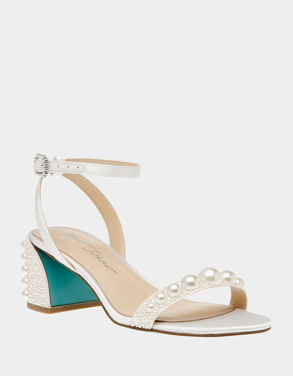 Betsey Johnson Smart Buy - TINA IVORY Pearl Block Heel Sandal