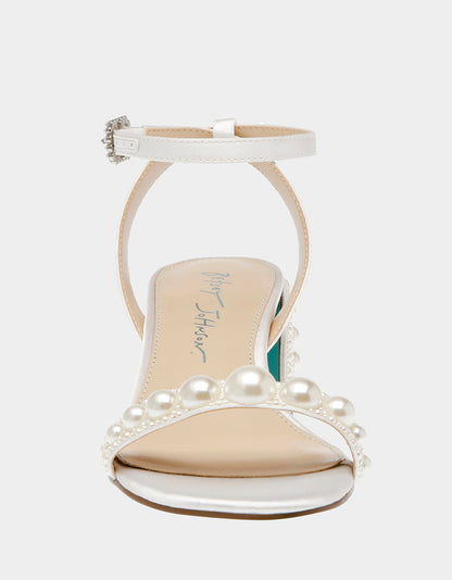 Betsey Johnson Smart Buy - TINA IVORY Pearl Block Heel Sandal