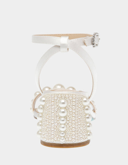 Betsey Johnson Smart Buy - TINA IVORY Pearl Block Heel Sandal