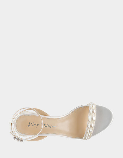 Betsey Johnson Smart Buy - TINA IVORY Pearl Block Heel Sandal