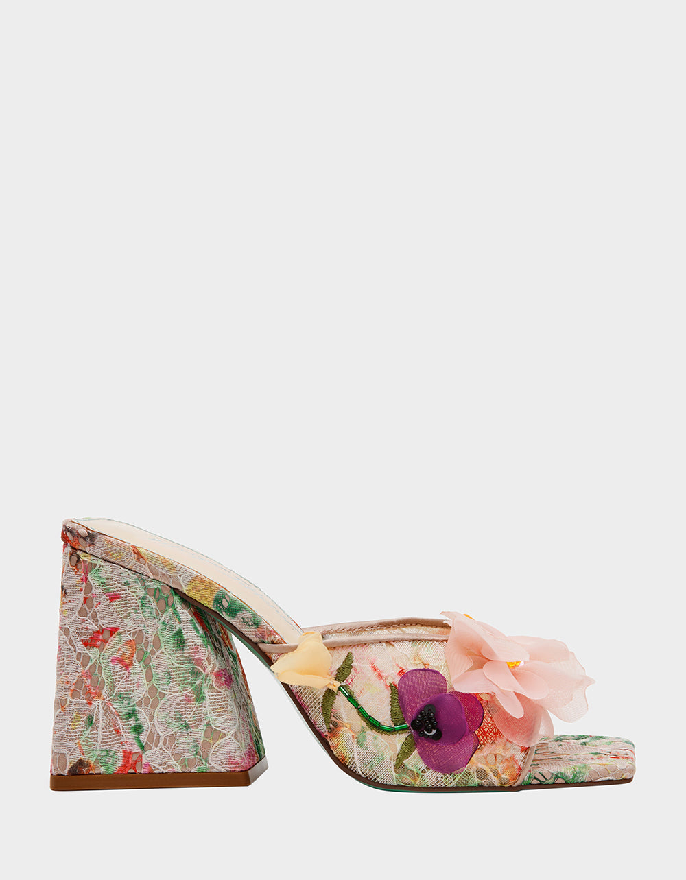 Betsey Johnson Discount - HEATH NUDE MULTI Women's Slip On Block Mule Floral Heel