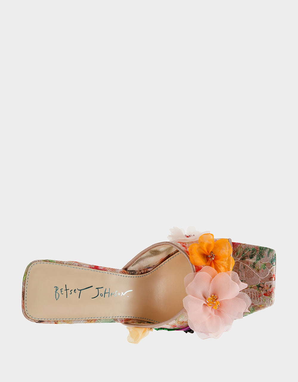 Betsey Johnson Discount - HEATH NUDE MULTI Women's Slip On Block Mule Floral Heel