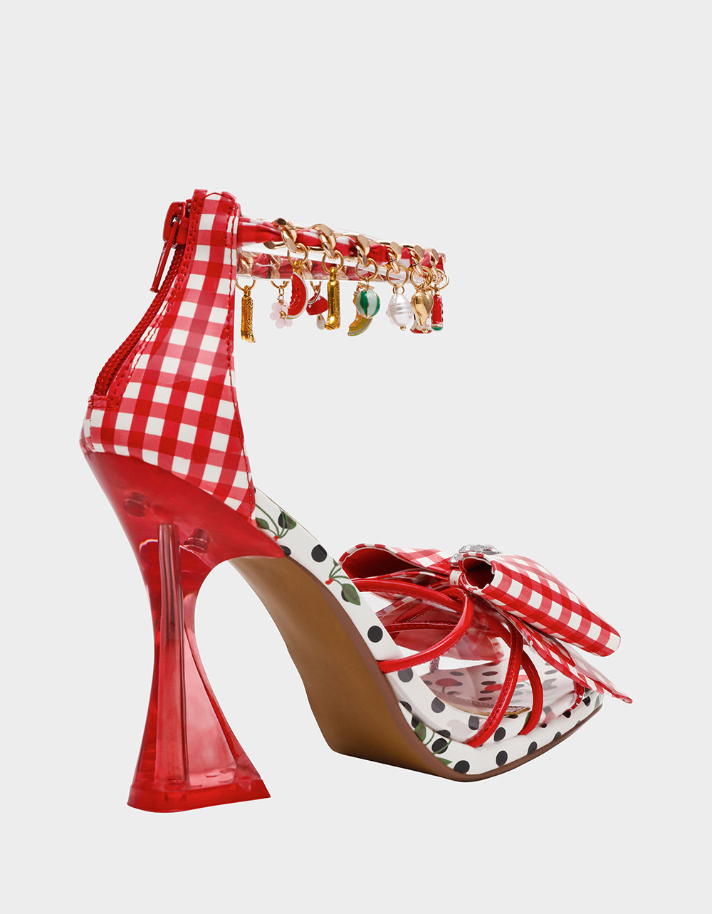 Betsey Johnson Discount - MARGRET RED MULTI Women's Strappy Square-Toe Charm Heel