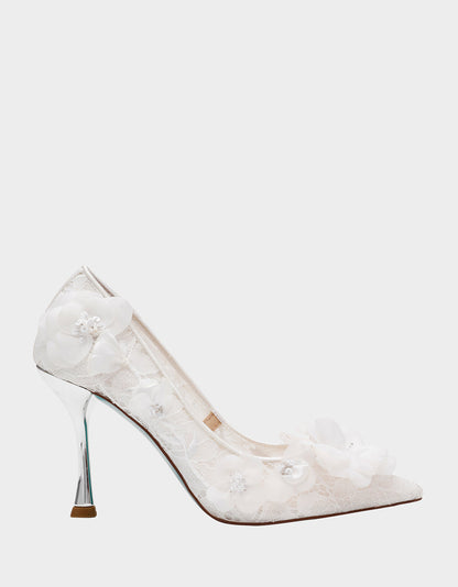 Betsey Johnson Top Pick - DARCY IVORY Women's High Stiletto Heel Floral Embellishments