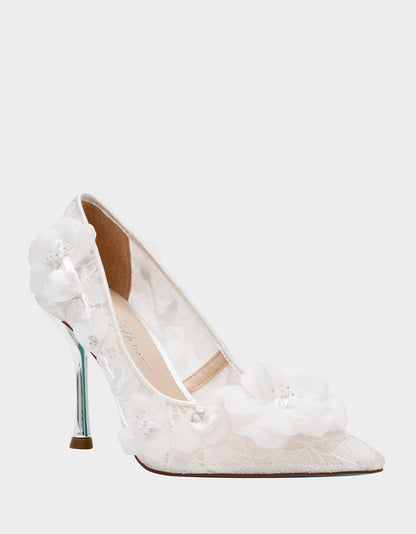 Betsey Johnson Top Pick - DARCY IVORY Women's High Stiletto Heel Floral Embellishments