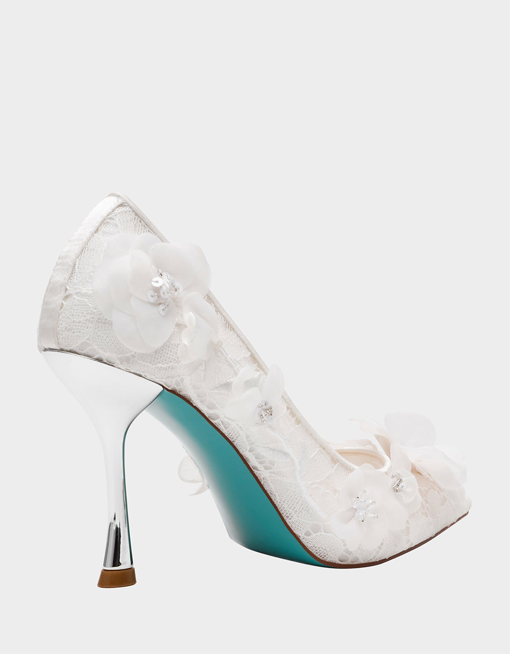 Betsey Johnson Top Pick - DARCY IVORY Women's High Stiletto Heel Floral Embellishments