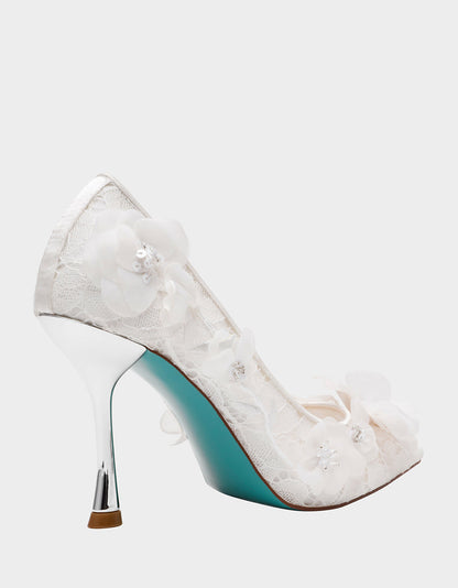 Betsey Johnson Top Pick - DARCY IVORY Women's High Stiletto Heel Floral Embellishments