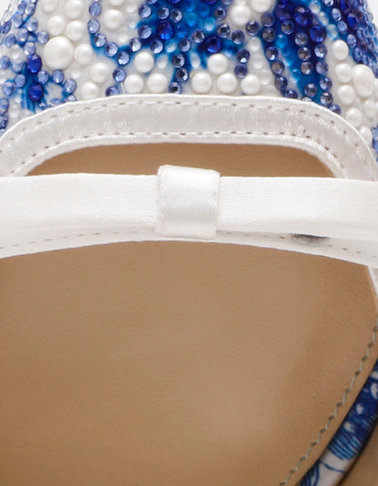 Betsey Johnson Trusted - ROZA WHITE/BLUE FLORAL Women's Pointed Toe Stiletto Floral Heel