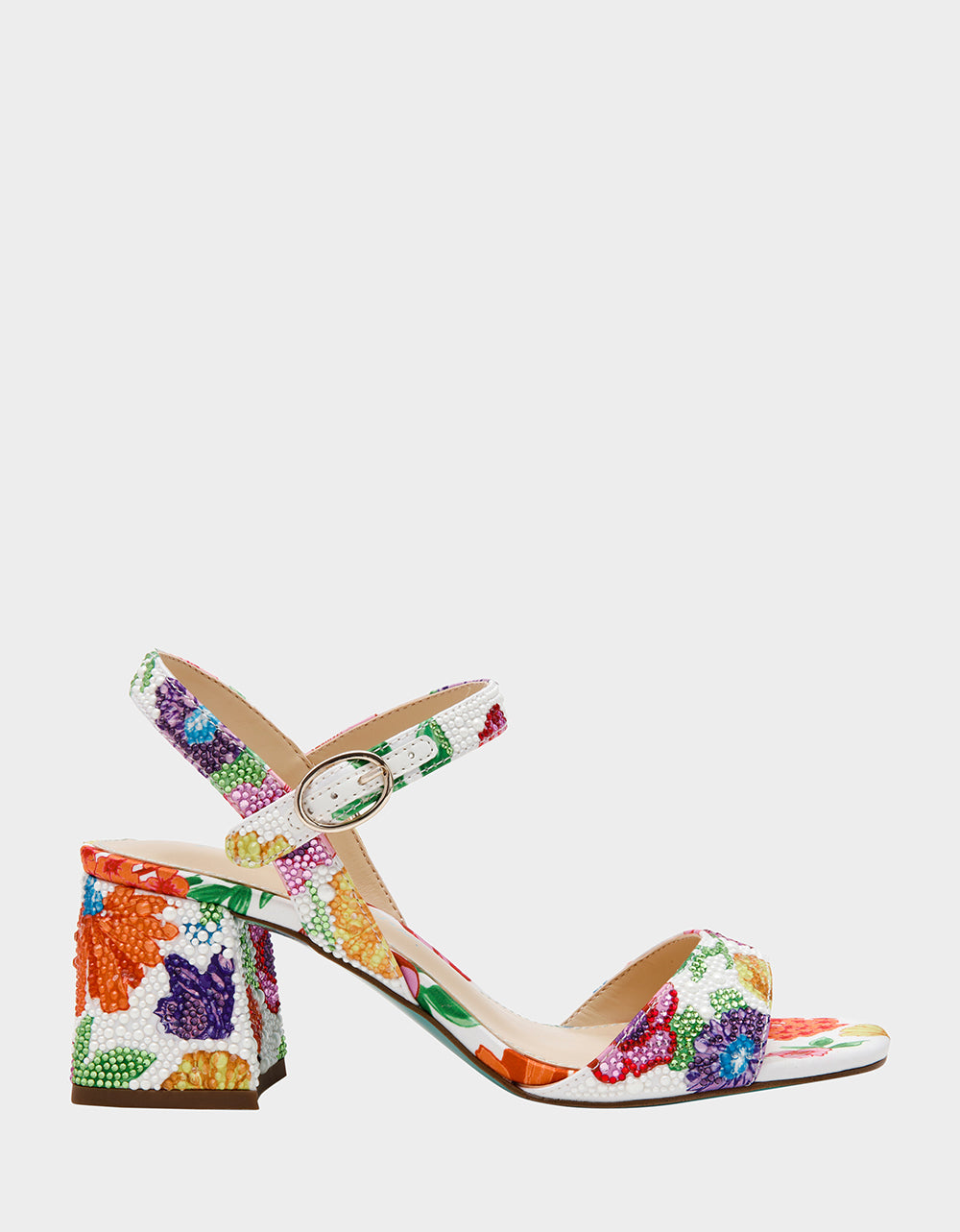 Betsey Johnson Deals - TAMY BRIGHT MULTI Women's Floral Block Heel Sandal