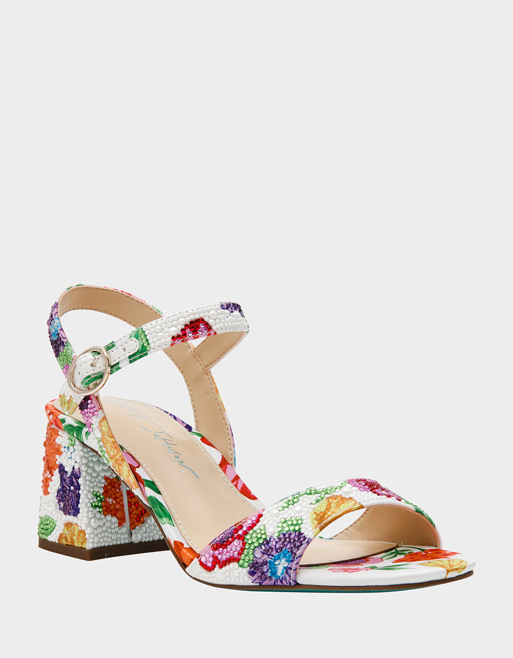 Betsey Johnson Deals - TAMY BRIGHT MULTI Women's Floral Block Heel Sandal